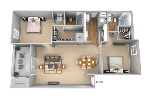 B2 | 2 Bed / 2 Bath | 949 Sq Ft at The Frederick, San Antonio, TX